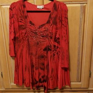 Fun and Flirty Red and Black Tunic